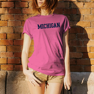University of Michigan Wolverines Basic Block Women's T-Shirt - Azalea