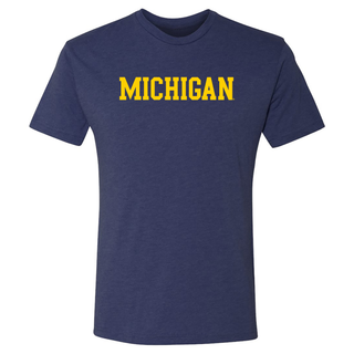 Basic Block University of Michigan Apparel Triblend T Shirt - Vintage Navy