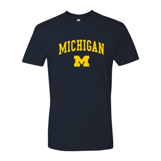 Arch Logo University of Michigan Premium Short Sleeve T Shirt - Midnight Navy