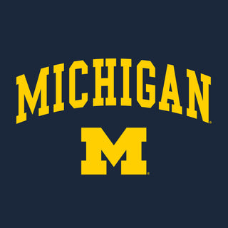 Arch Logo University of Michigan Premium Short Sleeve T Shirt - Midnight Navy