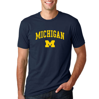 Arch Logo University of Michigan Premium Short Sleeve T Shirt - Midnight Navy