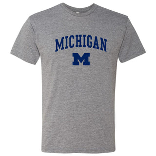 Arch Logo University of Michigan Triblend Short Sleeve T Shirt - Premium Heather