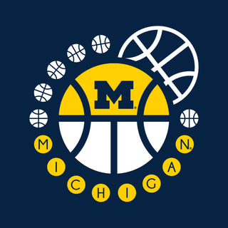 Basketball Orbit University of Michigan Basic Cotton Short Sleeve T Shirt - Navy
