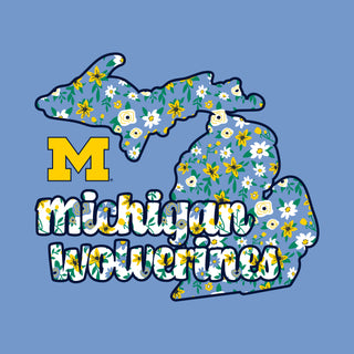 Michigan Flower Pattern State Long Sleeve - C Blue