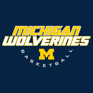 Basketball Tech University of Michigan Basic Cotton Short Sleeve T Shirt - Navy