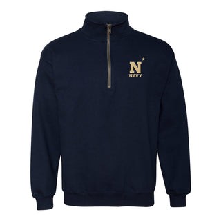 United States Naval Academy Primary Logo Left Chest 1/4 Zip Sweatshirt - Navy