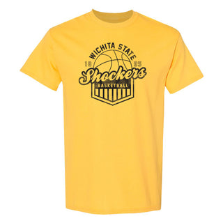 Wichita State University Shockers Vintage Basketball Shield Short Sleeve T Shirt - Daisy
