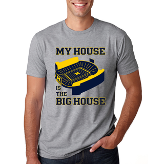My House Is The Big House University of Michigan NLA T Shirt - Heather Grey