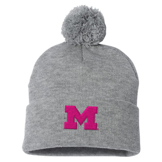Michigan Primary Logo Pom Pom Cuffed Beanie