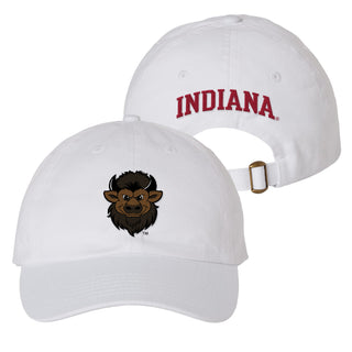 Indiana Front and Back Bison Dad Hat - White