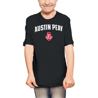 Austin Peay State University Governors Arch Logo Cotton Youth T-Shirt - Black