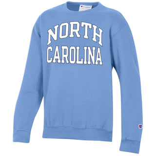 Champion Arch North Carolina Womens PB Fleece Crew - Light Blue