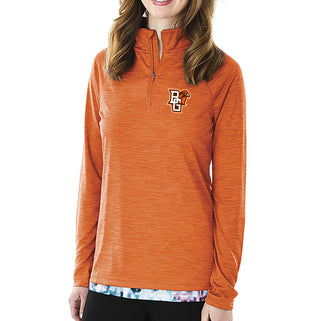 BGSU Primary Logo Women's Space Dye Performance Pullover - Orange