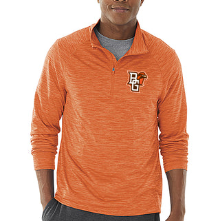 BGSU Primary Logo Men's Space Dye Performance Pullover - Orange