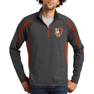 BGSU Primary Logo Stretch 1/2-Zip Colorblock Pullover - Charcoal/Orange