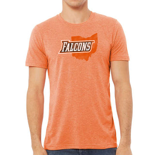 BGSU Falcons Ohio Silhouette Triblend T-Shirt - Orange Triblend