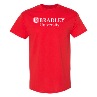 Bradley University Braves Basic Block Cotton Short Sleeve T Shirt - Red