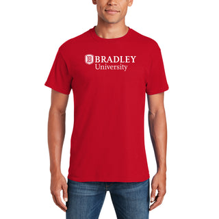 Bradley University Braves Basic Block Cotton Short Sleeve T Shirt - Red