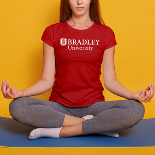 Bradley University Braves Basic Block Cotton Short Sleeve Women's T Shirt - Red