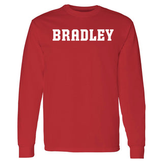 Bradley University Braves Basic Block Cotton Long Sleeve Shirt - Red