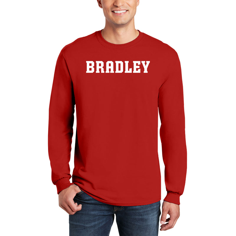 Bradley University Braves Basic Block Cotton Long Sleeve Shirt - Red