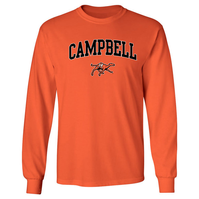 Campbell University Fighting Camels Arch Logo Basic Cotton Long Sleeve T-Shirt - Orange