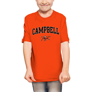 Campbell University Fighting Camels Arch Logo Basic Cotton Youth Short Sleeve T-Shirt - Orange