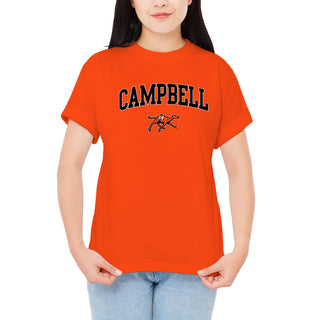 Campbell University Fighting Camels Arch Logo Basic Cotton Short Sleeve T-Shirt - Orange