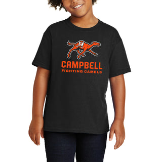 Campbell University Fighting Camels Primary Logo Basic Cotton Youth Short Sleeve T-Shirt - Black