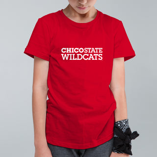 Chico State Wildcats Basic Block Youth T-Shirt - Red