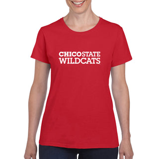 Chico State Wildcats Basic Block Women's T-Shirt - Red