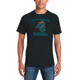 Coastal Carolina University Chanticleers Arch Logo Baseball T-Shirt - Black