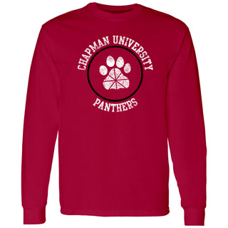 Chapman University Panthers Distressed Circle Logo Long Sleeve T-Shirt - Cardinal