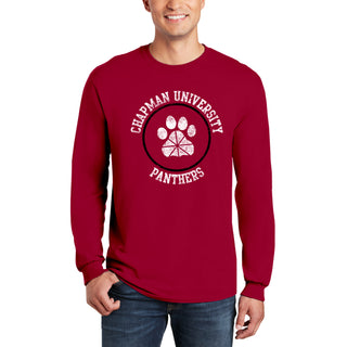 Chapman University Panthers Distressed Circle Logo Long Sleeve T-Shirt - Cardinal