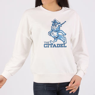 Citadel Marching Bulldog Crewneck Sweatshirt - White