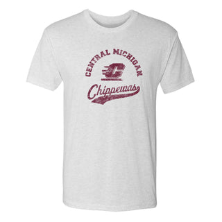 Central Michigan Retro Script NLA Triblend T-Shirt - Heather White