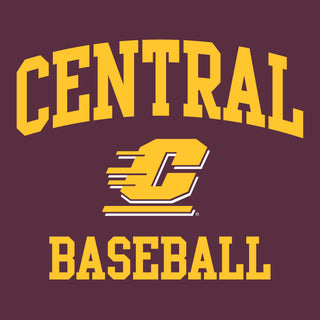 Central Michigan Arch Logo Baseball T-Shirt - Maroon