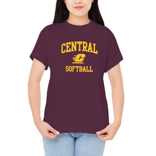 Central Michigan Arch Logo Softball T-Shirt - Maroon