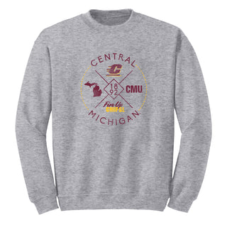 Central Michigan Identity Stamp Crewneck - Sport Grey