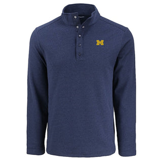 Cutter & Buck Michigan Men's Hunts Point Eco Textured Fleece Recycled Snap Pullover Navy