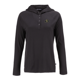 Cutter & Buck Women's Colorado Coastline Epic Comfort Eco Recycled Hooded Shirt Black [CB]