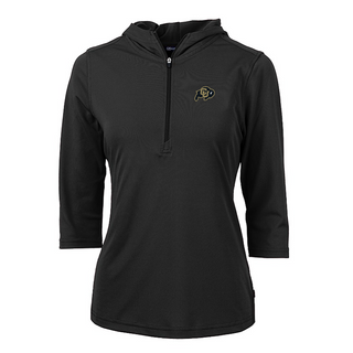 Cutter & Buck Women's Colorado Virtue Eco Pique Recycled Half Zip Pullover Hoodie Black [CB]