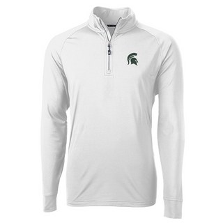 Cutter & Buck MSU Men's Adapt Eco Knit Stretch Recycled Quarter Zip Pullover White [CB]