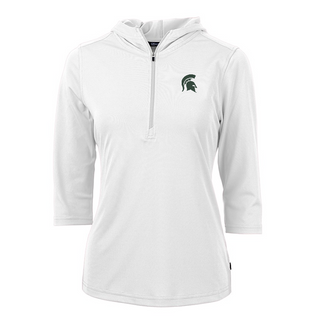 Cutter & Buck Women's MSU Virtue Eco Pique Recycled Half Zip Pullover Hoodie White [CB]