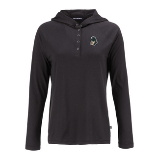 Cutter & Buck Women's MSU College Vault Coastline Epic Comfort Eco Recycled Hooded Shirt Black [CB]