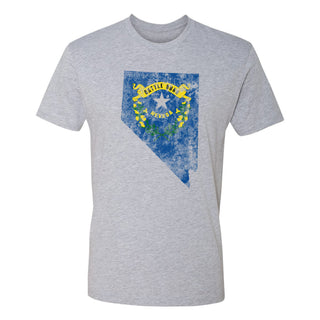 Nevada Distressed State Flag Outline NLA T-Shirt - Heather Grey