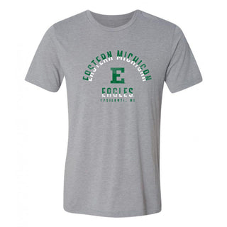 Eastern Michigan Division Arch Canvas Triblend T Shirt - Athletic Grey Triblend