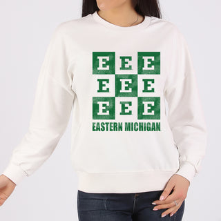 Eastern Michigan Checkerbox JA BTB Crewneck - White
