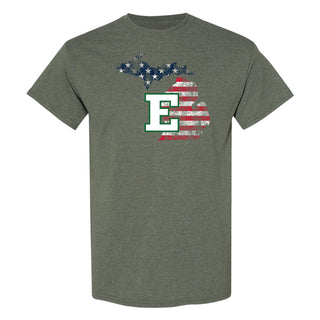 Eastern Michigan Patriotic State Silhouette T-Shirt - Heather Military