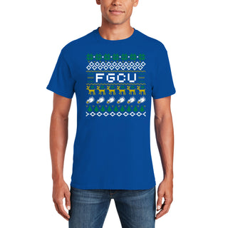 Florida Gulf Coast University Eagles Ugly Holiday Sweater Short Sleeve T Shirt - Royal